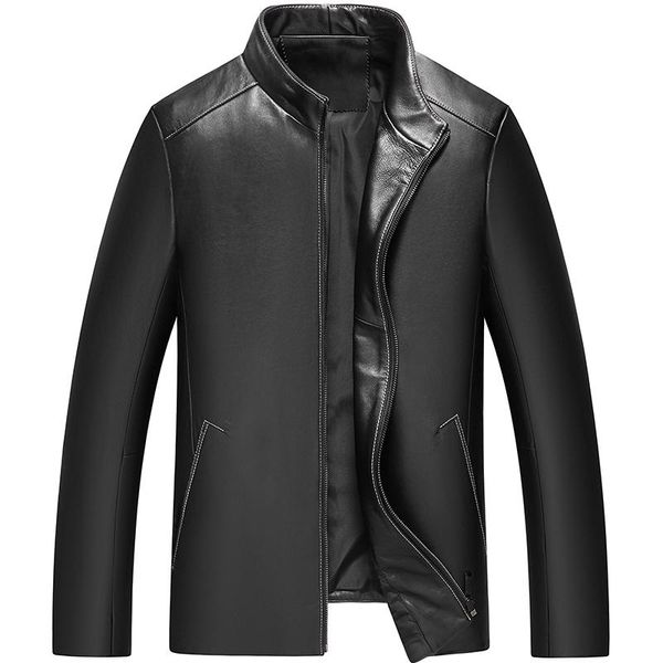 

men's leather & faux genuine jacket men sheepskin coat casual mens jackets and coats spring autumn 2022 veste homme pph257, Black