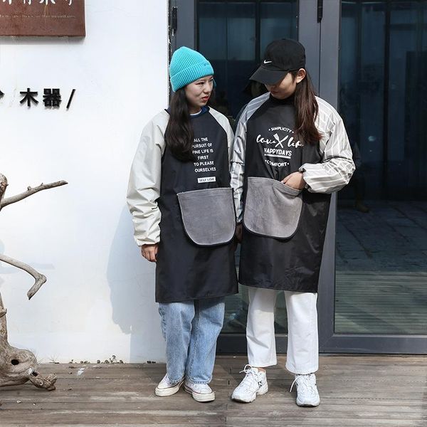 

aprons waterproof pvc apron nordic minimalist hand-wiping long-sleeved windproof printing home daily restaurant waiter
