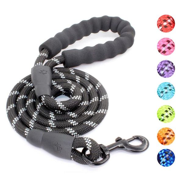 

strong dog leash comfortable padded handle collar leashes reflective threads large dogs rope for medium collars &