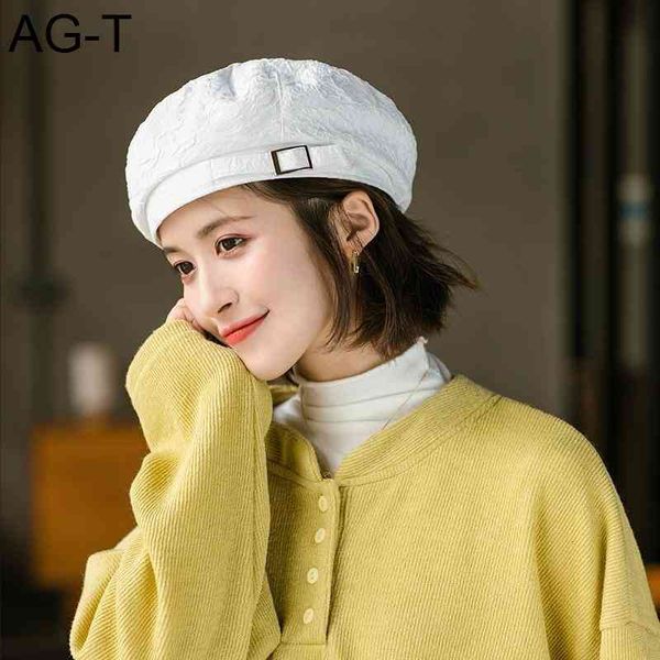 

new breathable lace flower beret female korean casual sunscreen sun hat outdoor travel cap solid dome soft fashion for woman, Blue;gray