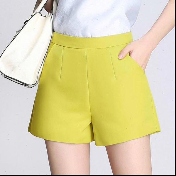 

summer fashion women short high waist 3xl xxl wide leg yellow black shorts casual female woman spring slim white, White;black