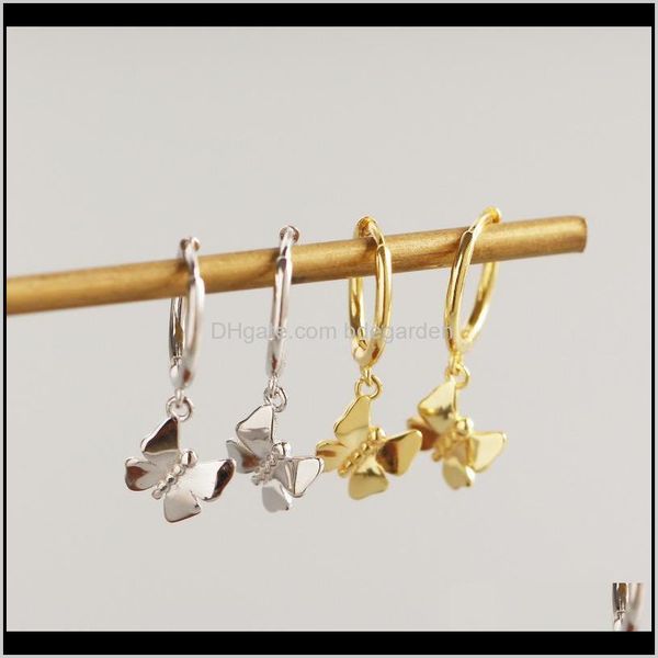 

hoop & hie drop delivery 2021 100percent 925 sterling sier earrings butterfly insect pendant female fashion charm jewelry accessories girlfr, Golden;silver