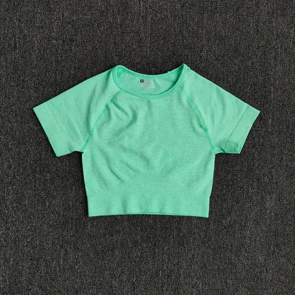 

yoga outfit shirt short sleeve solid color seamless women's fitness workout gym suit sportswear running t-shirt