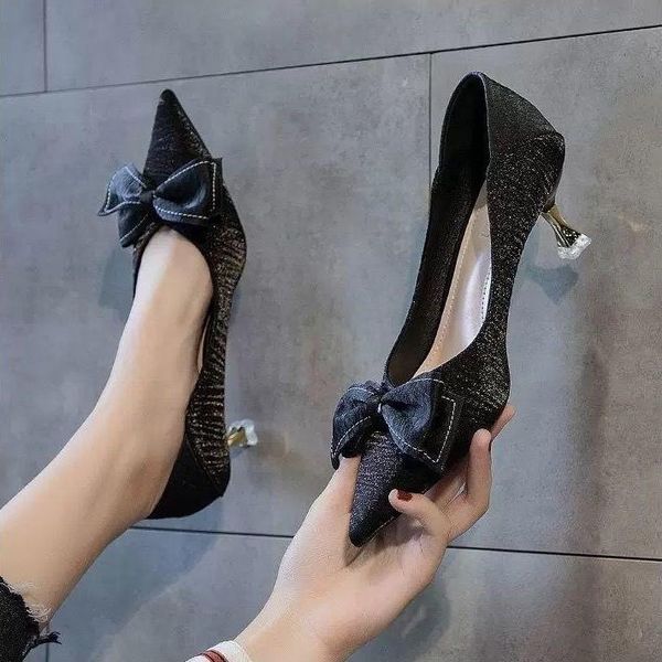 

dress shoes women high women's 2021 spring autumn heel chaussure femme zapatos mujer, Black