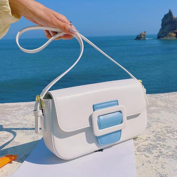 

evening bags contrast color square underarm crossbody bag 2021 summer pu leather women's designer handbag small shoulder messenger