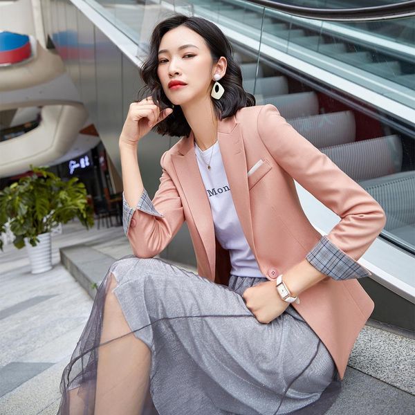 

suit suit 2021 arrival yellow pink orange black blazer thin button full sleeve female office lady spring jacket, White;black