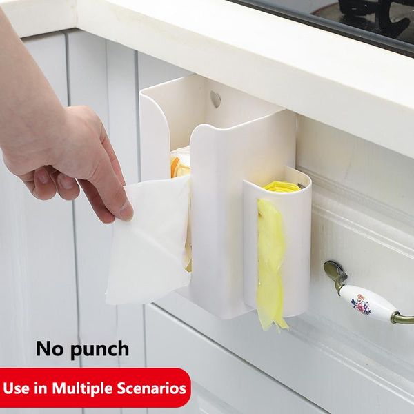 

tissue boxes & napkins multi-function punch-paper-pulling garbage bag dual-purpose box seamless paste wall hanging paper rack