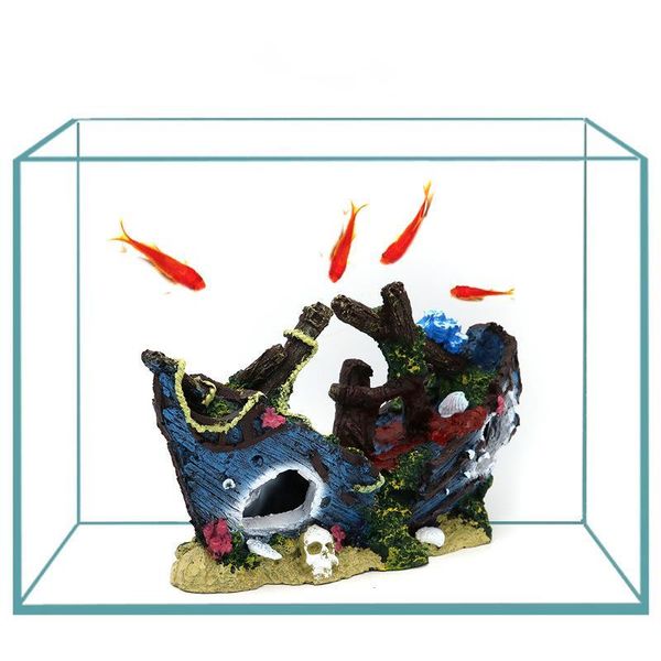 

decorations fish tank decoration landscaping pirate ship aquarium accessories decorative ornaments shipwreck resin crafts water view viewing
