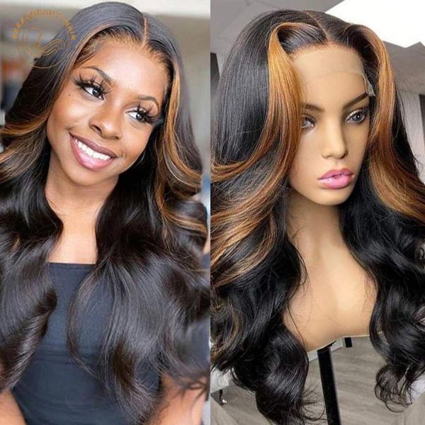 

lace frontal wigs orange ginger wavy 13x4 front wig 180% density colored human hair brazilian ombre honey blonde, Black;brown