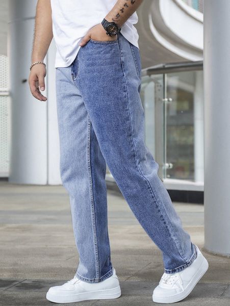 

men slant pocket colorblock jeans b5ek#, Blue