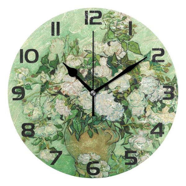 

wall clocks floral print clock modern art custom pattern texture silent quartz watercolor painting home decor watch