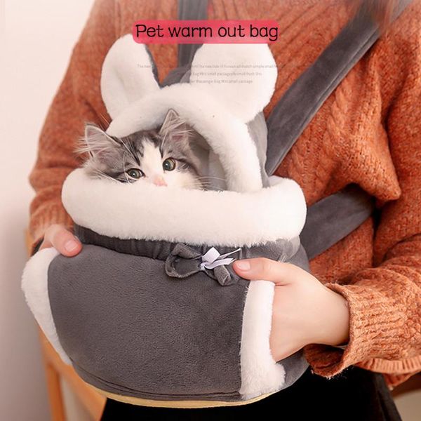 

cat carriers,crates & houses warm pet carrier bag small dogs backpack winter plush pets cage for outdoor travel hanging chest bags 6kg load-