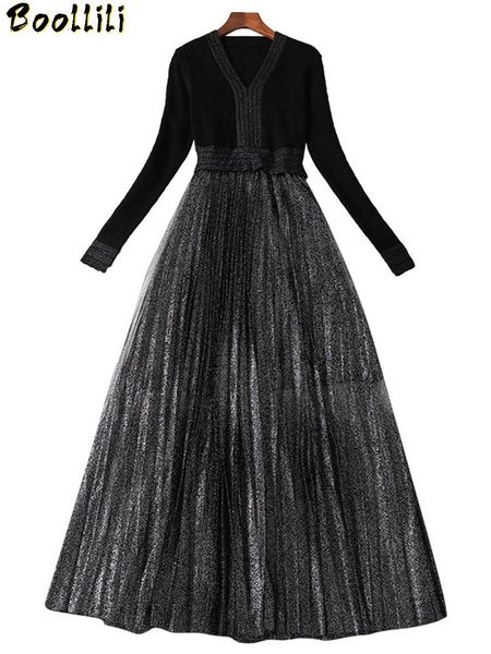 

casual dresses boollili party dress women spring autumn womenclothes 2021 black vintage sweater elegant vestidos robe femme, Black;gray