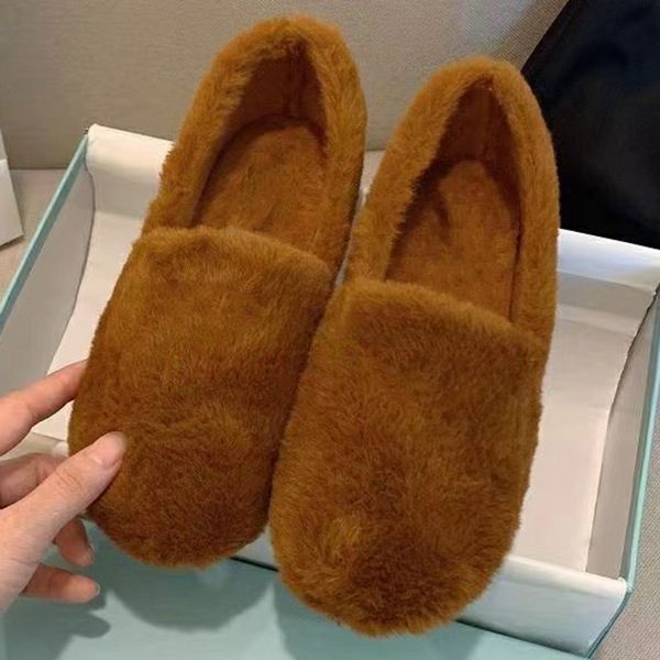 

womens fashion shearling slippers fall winter indoor comfortable warm flat shoes, Black