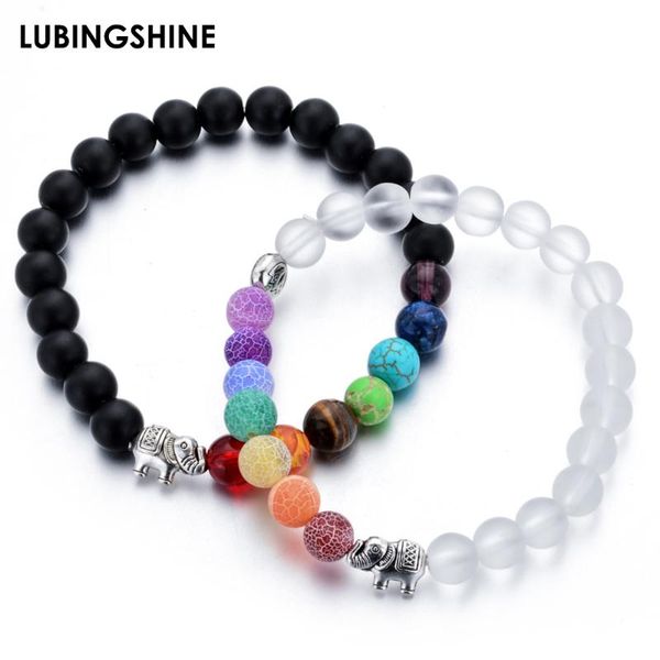 

vintage natural stone 7 chakra bracelet buddha prayer elephant beads for women men couple elastic cuff jewelry charm bracelets, Golden;silver