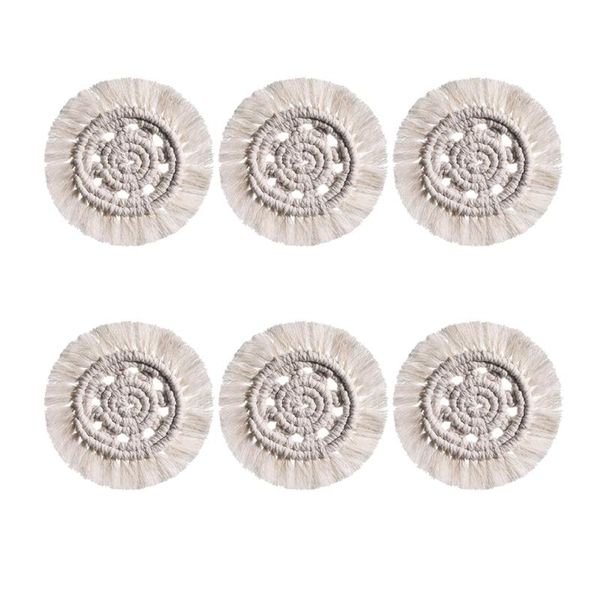 

mats & pads 6 pcs coasters for drinks absorbent woven set with tassels coffee dÃ©cor heat protection mat