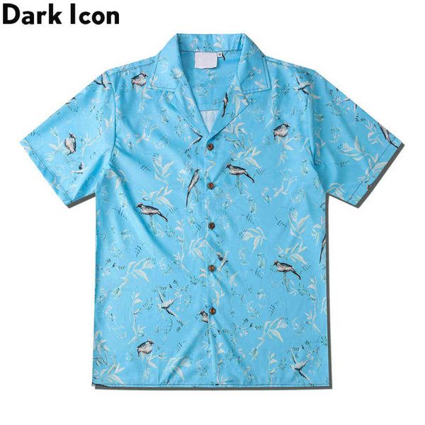 

printed hawaii shirts men vintage street men's shirt summer cube collar shirts men 210603, White;black