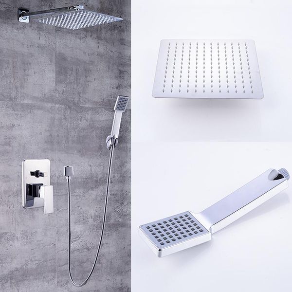

concealed install wall mount chrome finish bath shower mixer faucet set single handle rainfall rain bathroom sets