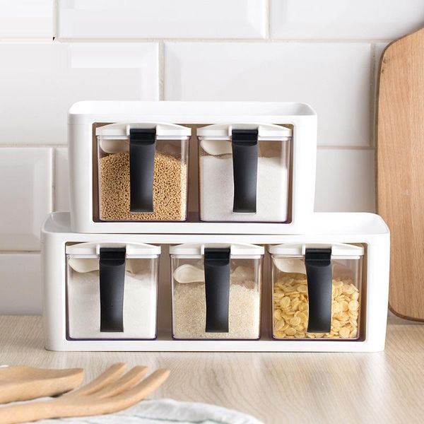

storage bottles & jars kitchen organizers spice rack stacked seasoning boxes with handle spoon plastic container