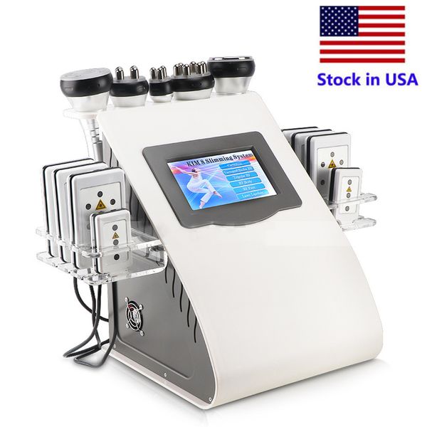 

stock in us 6in1 liposuction ultrasonic cavitation slimming machine diode lipolaser 8 pads lipo laser 40k cellulite radio frequency skin tig