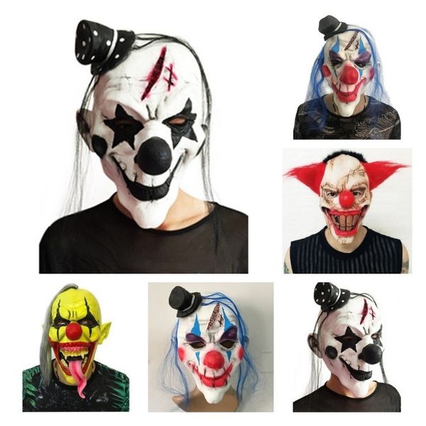 Maschere per feste di Halloween Maschera da clown rossa e bianca Maschera per il terrore Divertente copricapo in lattice pieno viso Forniture per feste T2I52731