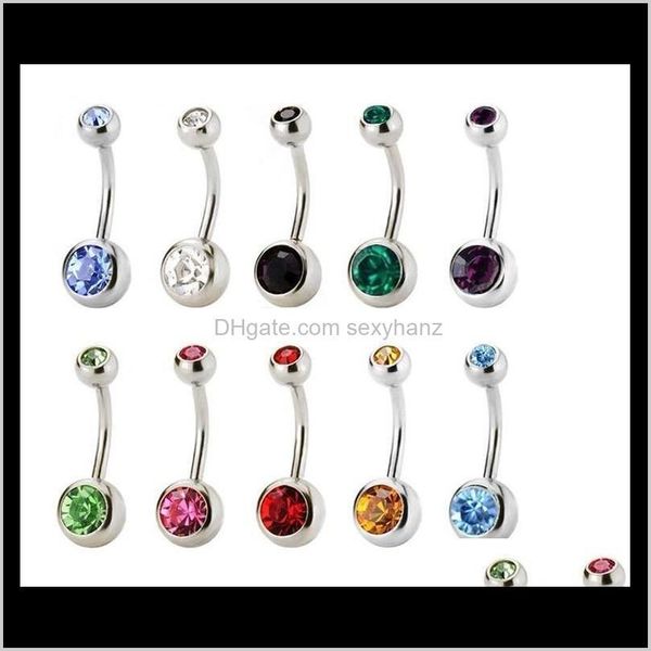 

& bell button rings body jewelry drop delivery 2021 10 colors, european and american stainless drilling, nail, titanium steel ring, color na, Silver