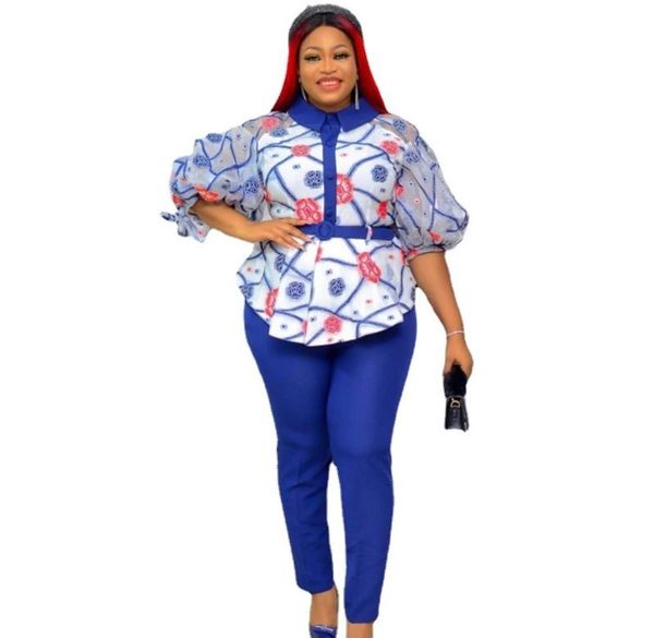 

ethnic clothing 2 two piece set autumn fashion style african women print pieces sets and long pant dashiki bazin ropa, Red