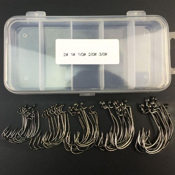 

51pcs fishing hooks high carbon steel worm senko bait jig fish with plastic box