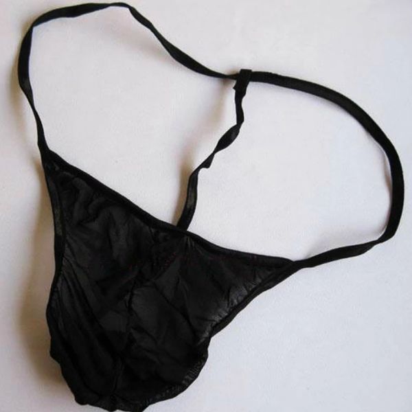 

new fashion male briefs seamless ultra-thin transparent pants pouch clothing lace thongs mens non-slip silk g-strings, Black;white