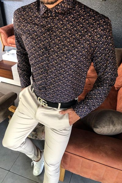 

men's long-sleeve print shirt 20y-4300434 black tracksuits, Gray