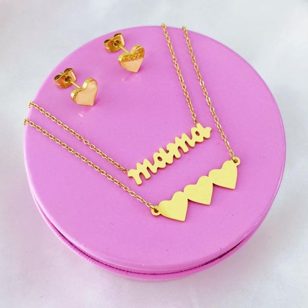 

earrings & necklace simple fashion female clavicle pendant peach heart multi-layer neck chain heart-shaped, Silver