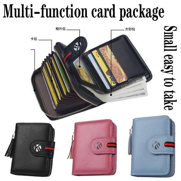 

wallets small wallet short european and american multifunctional organ card case coin purse, Red;black