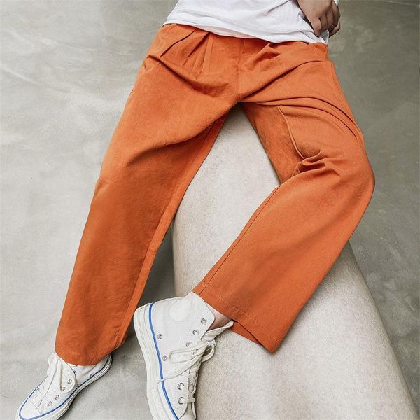

men's pants solid color cargo men korean casual fashion loose straight-leg streetwear retro wide-leg, Black