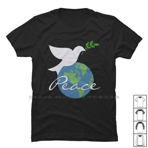 

men's t-shirts peace on earth t shirt 100% cotton animals world trend cute end ear art ace, White;black