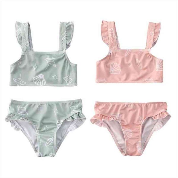 

newborn kids baby girl sleeveless ruffle swimwear swimsuit bikini set clothes, White