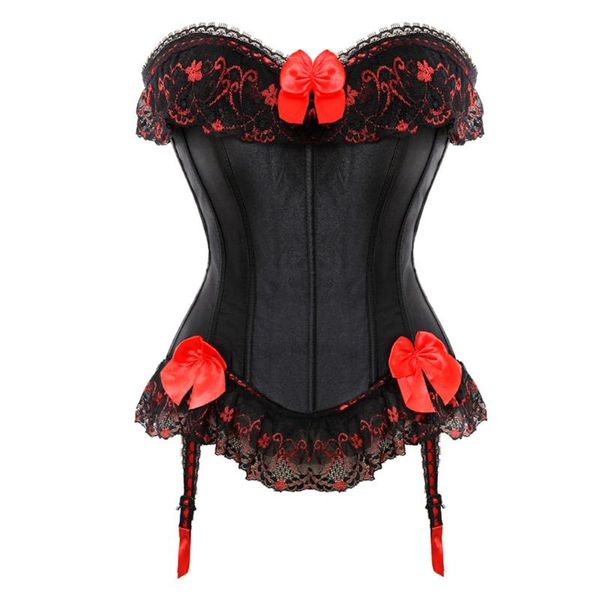 

bustiers & corsets gothic corset and bustier clubwear steampunk with bowknot lace up boned waist cincher lingerie plus size s-6xl, Black;white