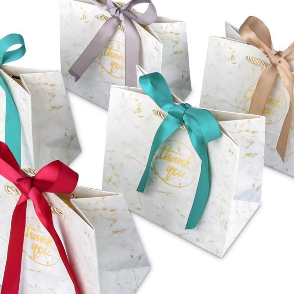 

gift wrap 5pcs / 10pcs marble gray paper bag holiday birthday party packaging carton general ribbon small