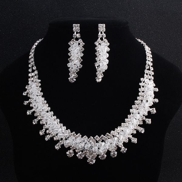 

fashion bridal jewelry sets austrian crystal crowns necklace earrings sets wedding dress accessories for bride tiara sets jce023, Slivery;golden