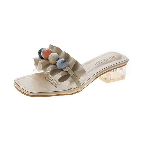

women summer heel slippers slide mules sandals high pumps wedding jelly buty damskie for indoor outdoor zapatos de mujer, Black