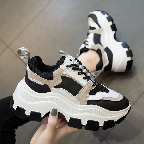 

dress shoes women platform sneakers old dad female chunky height increasing casual woman vulcanized eqwo, Black