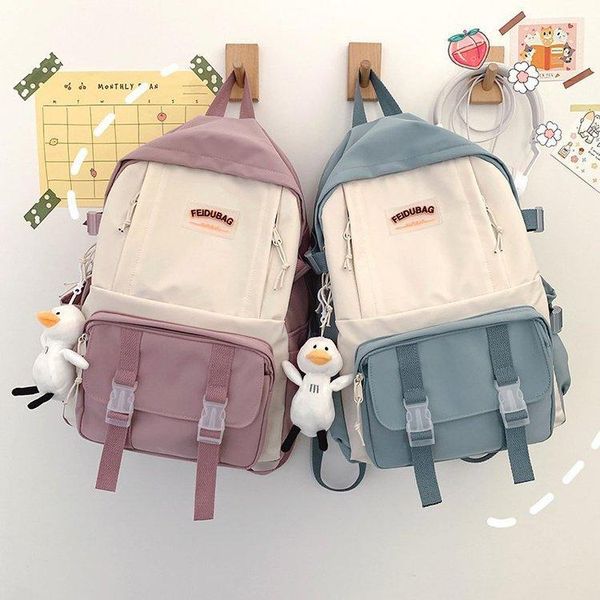 

backpack simple color matching design school wind sweet schoolbag for schoolgirls can take large capacity travel