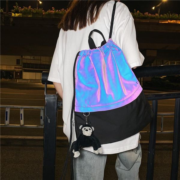 

backpack holgraphic drawstring nylon bagpack for men rucksack women rugtas heren man womens bags sac a dos ecole zainetto donna