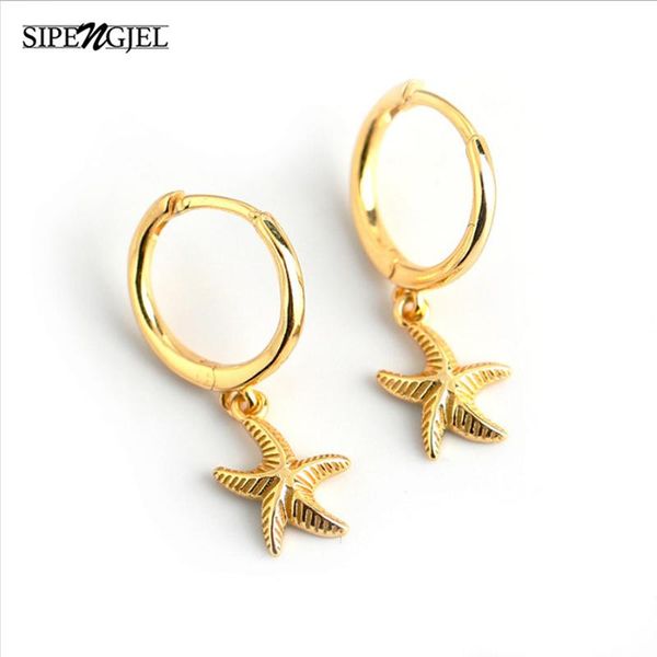 

stud sipengjel fashion geometric smooth vintage france earrings for women dangle small hoop huggie pendientes mujer moda, Golden;silver