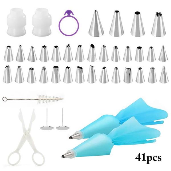 

baking & pastry tools 41pcs cake decorating kit turntable nozzles for cream bags icing piping tips cakes