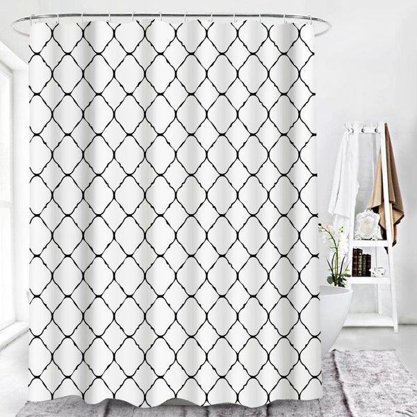 

black line lattice fashion art shower curtain set with 12 hooks bathroom decoration curtains