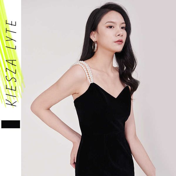 

beaded strap mini black dress female high waist summer women evening party slim dresses vestidos 210608, Black;gray