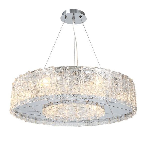 

pendant lamps luxury round glass chandelier lights for living dining room indoor lighting fixtures silver hanging with e14 led