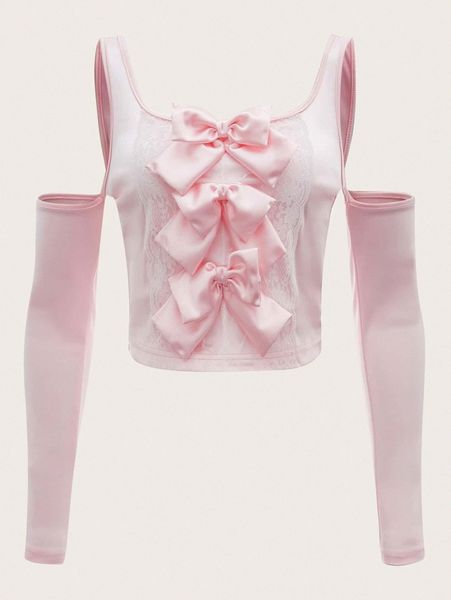 

bow front lace panel u8vy#, White