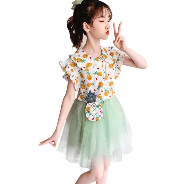 Vêtements pour enfants T-shirt floral + jupe fille maille filles vêtements ensembles été enfant style décontracté 210528