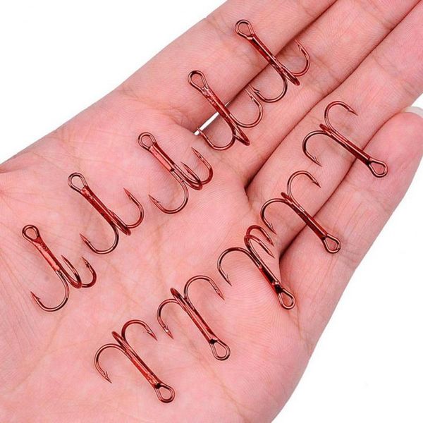 

50pcs portable sharp anti-corrosion barb treble hook fish fishing accessory hooks
